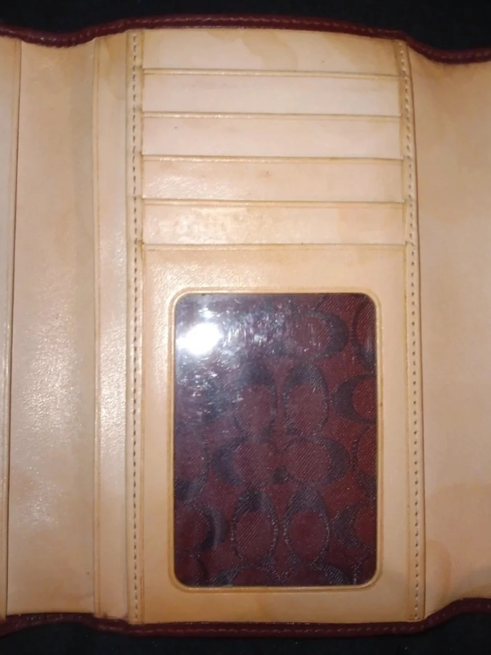 Coach Vintage Burgundy LEATHER Compact Wallet